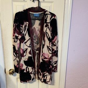 Simply Vera Vera Wang Dark and Light Purple Floral Cardigan